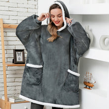 Load image into Gallery viewer, Oversized Hoodie Blanket With Sleeves Sweatshirt Plaid Winter Fleece For Women
