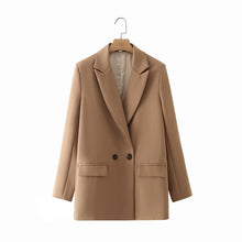 Load image into Gallery viewer, Women Khaki Blazer Coat Vintage Notched Collar Casual
