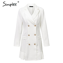 Load image into Gallery viewer, double breasted womens Office casual blazer white dress
