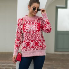 Load image into Gallery viewer, Sweater women casual retro cashmere Christmas snowflake pullover
