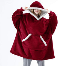 Load image into Gallery viewer, Oversized Hoodie Blanket With Sleeves Sweatshirt Plaid Winter Fleece For Women
