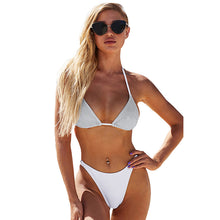Load image into Gallery viewer, Bikini Sexy Three Point Swimsuit Silver Two Piece Set
