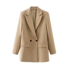Load image into Gallery viewer, Women Khaki Blazer Coat Vintage Notched Collar Casual

