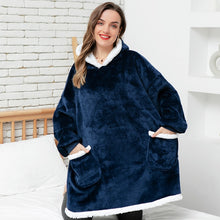 Load image into Gallery viewer, Oversized Hoodie Blanket With Sleeves Sweatshirt Plaid Winter Fleece For Women
