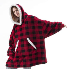 Load image into Gallery viewer, Oversized Hoodie Blanket With Sleeves Sweatshirt Plaid Winter Fleece For Women
