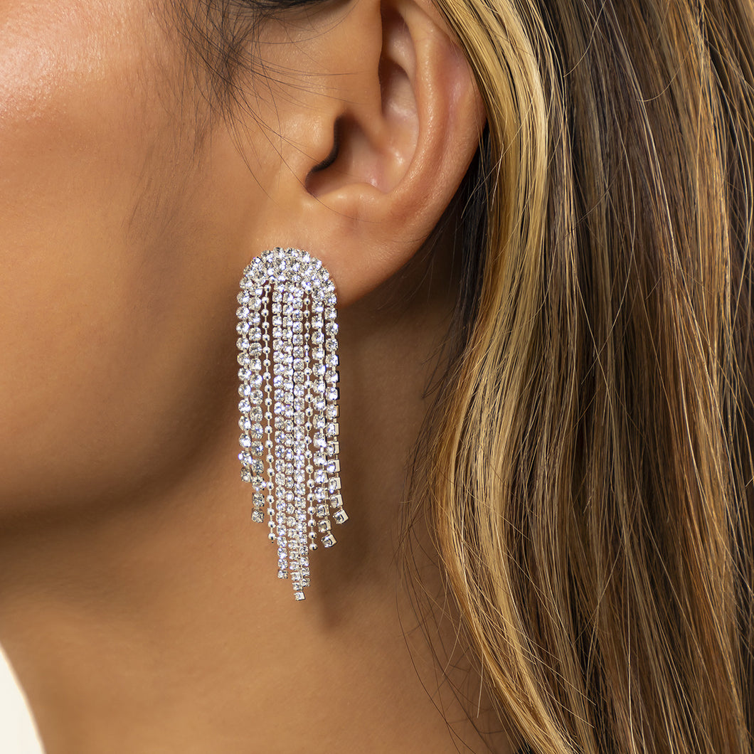 Popular Tassel micro encrusted rhinestone earrings personality diamond