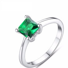 Load image into Gallery viewer, Emerald Female Zircon Stone Finger Ring 925 Sterling
