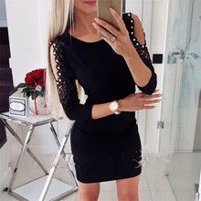 Load image into Gallery viewer, Off Shoulder Lace Mini Dress Female 3-Quartert Sleeve
