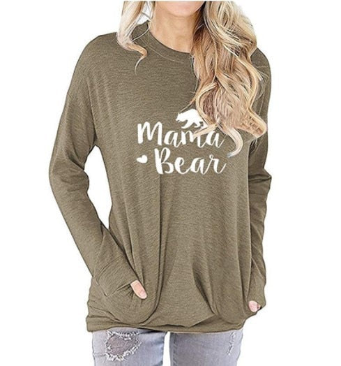 Mama Bear Women's t-shirts tee cute long sleeve