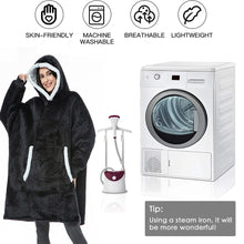 Load image into Gallery viewer, Oversized Hoodie Blanket With Sleeves Sweatshirt Plaid Winter Fleece For Women
