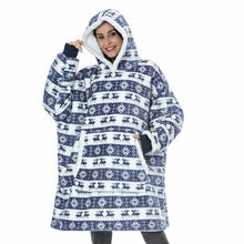 Load image into Gallery viewer, Oversized Hoodie Blanket With Sleeves Sweatshirt Plaid Winter Fleece For Women
