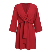 Load image into Gallery viewer, long sleeve dress women office dresses Sexy red  short
