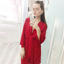 Load image into Gallery viewer, long sleeve dress women office dresses Sexy red  short
