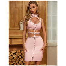 Load image into Gallery viewer, Sexy Sleeveless O Neck Cut Out  Pink  Summer Dress
