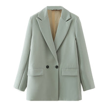 Load image into Gallery viewer, Women Khaki Blazer Coat Vintage Notched Collar Casual
