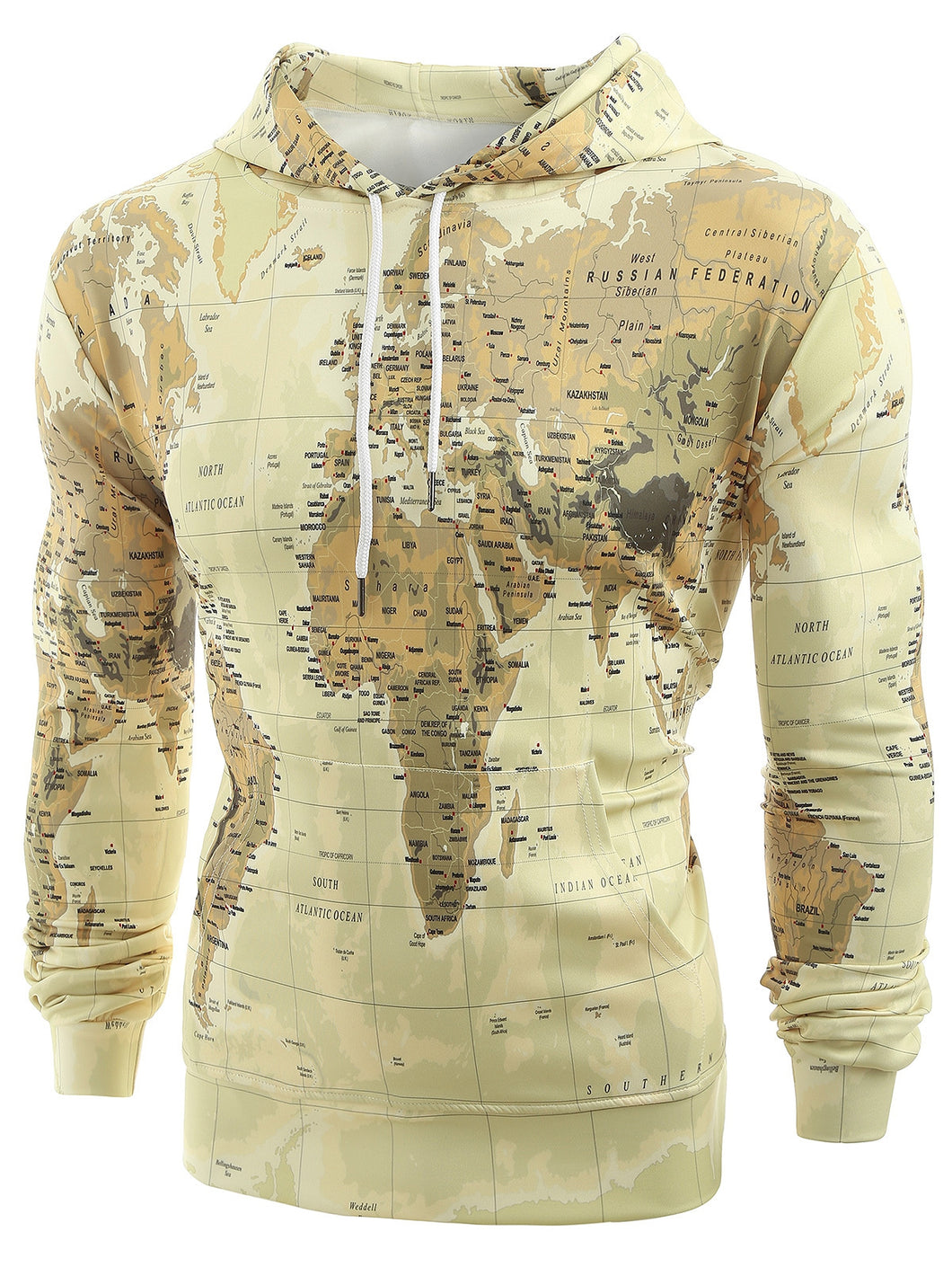 World Map Print Pullover Hoodie