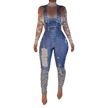 Load image into Gallery viewer, Plus Size Women Sexy Print Jeans Rompers Denim Casual
