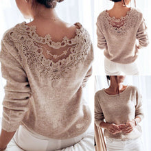 Load image into Gallery viewer, Women&#39;s Sweaters Pullover Elegant Lace Backless Long Sleeve Jumper
