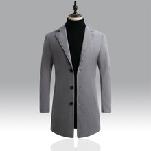 Load image into Gallery viewer, Casual Long Windbreaker Jacket / Male Solid Color Single Breasted Trench Coat
