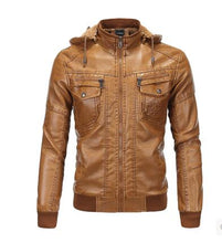 Load image into Gallery viewer, Men Leather Suede Hooded Motorcycle Leather Jacket New Fashion Male Autumn And Winter jacket  Large Size 3XL
