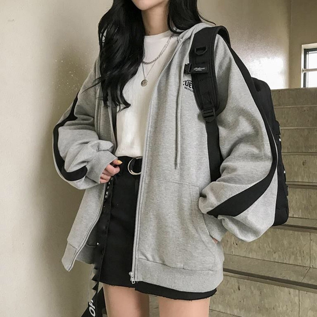 Zip-up Oversized Hoodies For Women clothes Hooded long Sleeve Jumper