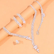 Load image into Gallery viewer, Crystal Choker  Jewelry Sets  Leaf Rhinestone Necklace Earrings Set
