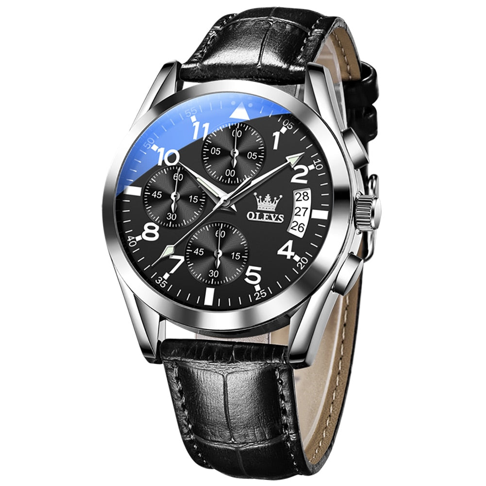 OLEVS Luxury Men Watches Waterproof Quartz  Leather Date Watch