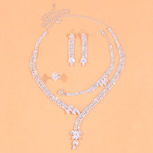 Load image into Gallery viewer, Crystal Choker  Jewelry Sets  Leaf Rhinestone Necklace Earrings Set
