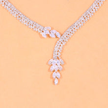 Load image into Gallery viewer, Crystal Choker  Jewelry Sets  Leaf Rhinestone Necklace Earrings Set
