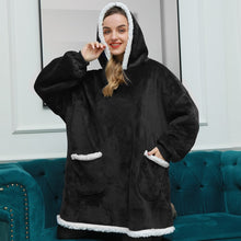 Load image into Gallery viewer, Oversized Hoodie Blanket With Sleeves Sweatshirt Plaid Winter Fleece For Women
