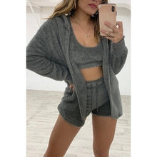 Load image into Gallery viewer, Casual Solid Teddy Cardigan Coat Women Faux Fur Furry Hooded Jacket Long Sleeve Overcoat Home Wear
