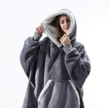 Load image into Gallery viewer, Oversized Hoodie Blanket With Sleeves Sweatshirt Plaid Winter Fleece For Women
