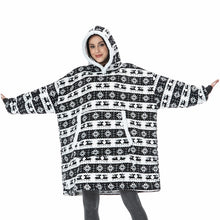 Load image into Gallery viewer, Oversized Hoodie Blanket With Sleeves Sweatshirt Plaid Winter Fleece For Women
