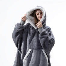 Load image into Gallery viewer, Oversized Hoodie Blanket With Sleeves Sweatshirt Plaid Winter Fleece For Women
