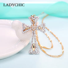 Load image into Gallery viewer, Luxury Big Cross Pendant Necklace Gold Color Crystal Cross Church Christian Fashion Jewelry - radiantonlinemall
