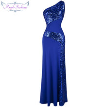 Load image into Gallery viewer, One Shoulder Sleeveless Splicing Sequins Full Length Party Dress
