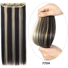 Load image into Gallery viewer, 26&#39;&#39; 30&#39;&#39; 1Pc 5 Clip-in Hair Extensions Long Straight Natural Fake Hairpieces Black Brown Synthetic for Women - radiantonlinemall
