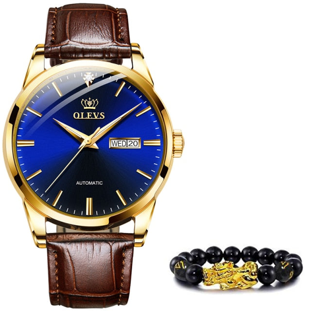 New Men's Watches Classic Mechanical Leather Watch Men Luxury Men Automatic Watches Business Waterproof Clock Man - radiantonlinemall