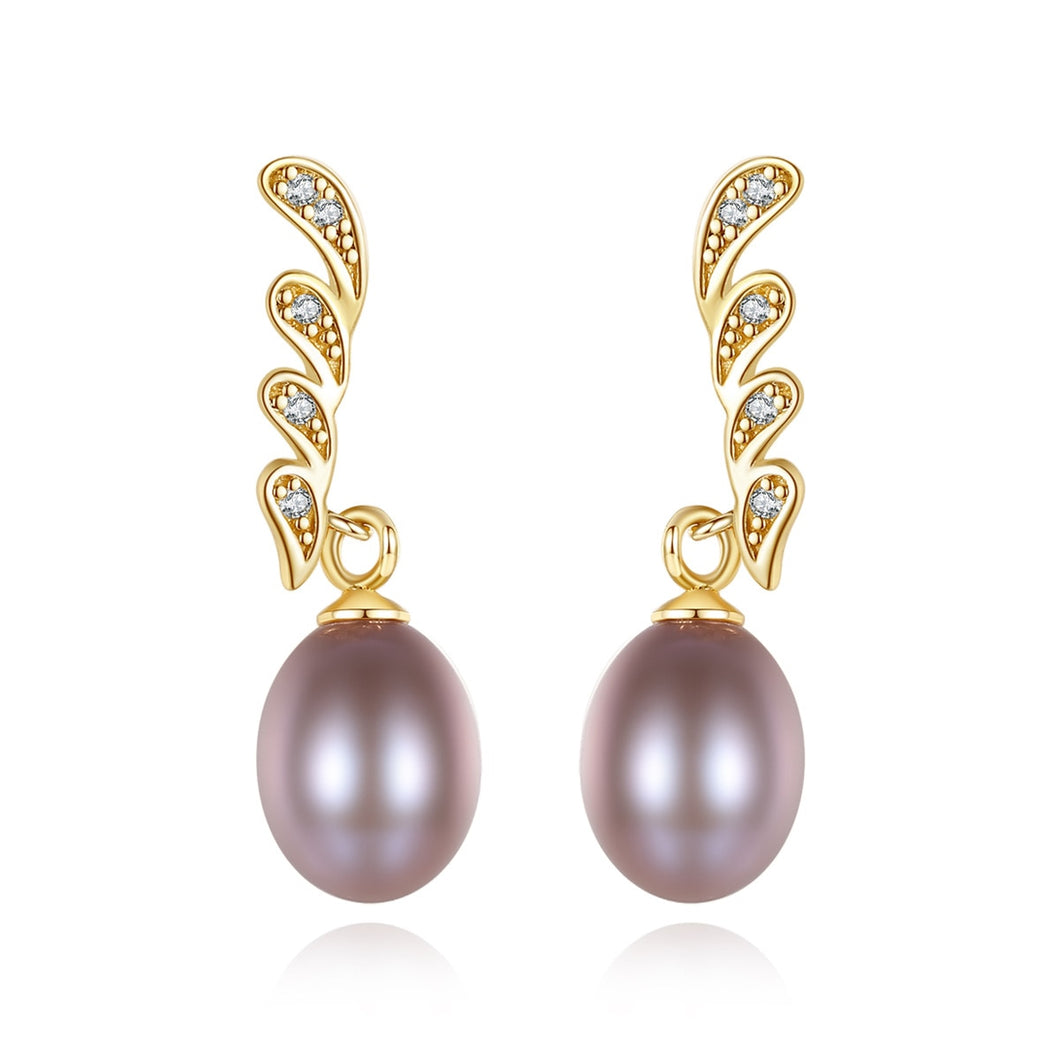 S925 Sterling Silver Freshwater Pearl Exquisite Wing-shaped Fashion Personality Ladies Earrings - radiantonlinemall