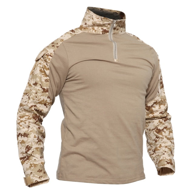 Men Summer Camouflage T-shirts Army Combat Tactical T Shirt Military Men's Long Sleeve T-Shirt - radiantonlinemall