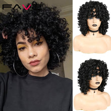 Load image into Gallery viewer, Kinky Curly Wig With Bangs Black Red Synthetic Hair
