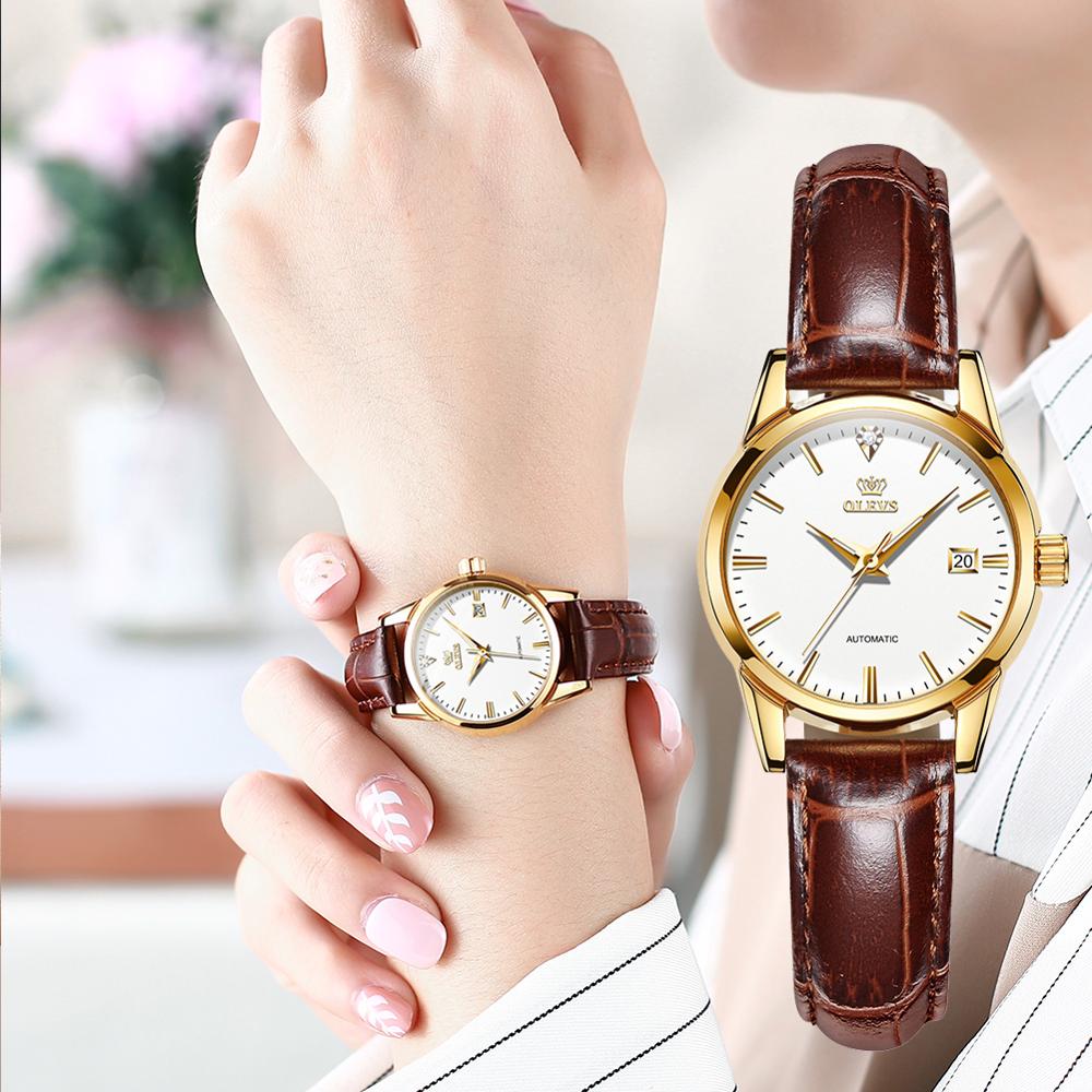 Classy Watch for Women Brown Leather Casual 3ATM Waterproof Wrist Watch - radiantonlinemall