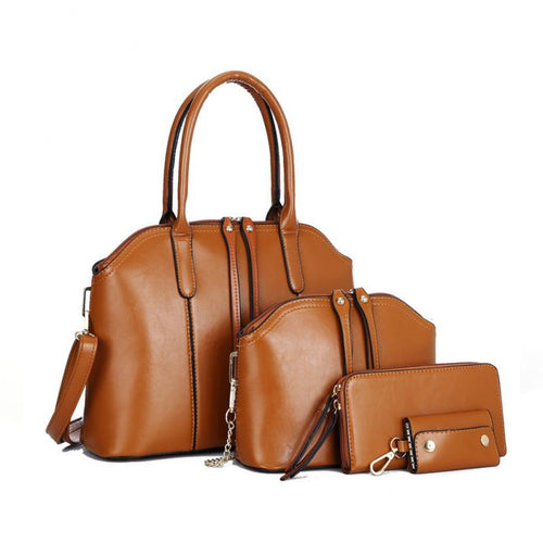 4pcs/set Women Ladies Leather Handbag Shoulder Tote Purse Satchel Messenger Bag Vintage Elegant Ladies Leather Bag - radiantonlinemall