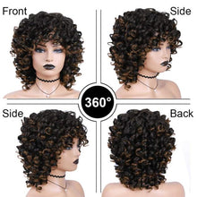 Load image into Gallery viewer, Afro Kinky Curly Wig With Bangs Black Red Synthetic Hair Shoulder LengthHeat Resistant Fiber For Africa America Black Women - radiantonlinemall

