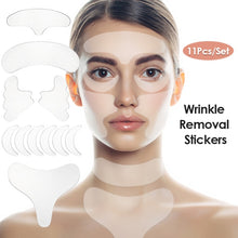 Load image into Gallery viewer, 11Pcs Reusable Silicone Wrinkle Removal Stickers Anti-wrinkle Face Forehead Cheek Chin Face Lifting Care Patch Anti Aging Beauty - radiantonlinemall
