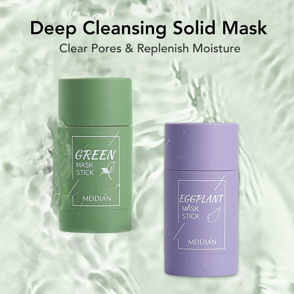 2 PCS Green Tea Oil Control Eggplant Acne Cleansing Mask Skin Care Moisturizing Remove Blackhead Fine Pores Mud Mask Face Care - radiantonlinemall