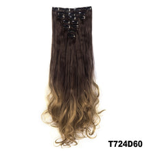 Load image into Gallery viewer, 24&#39;&#39;Wavy Long Silky Thick Double Weft 7 Piece Full Head 6clips Clip In on Hair Extensions Hairpieces - radiantonlinemall

