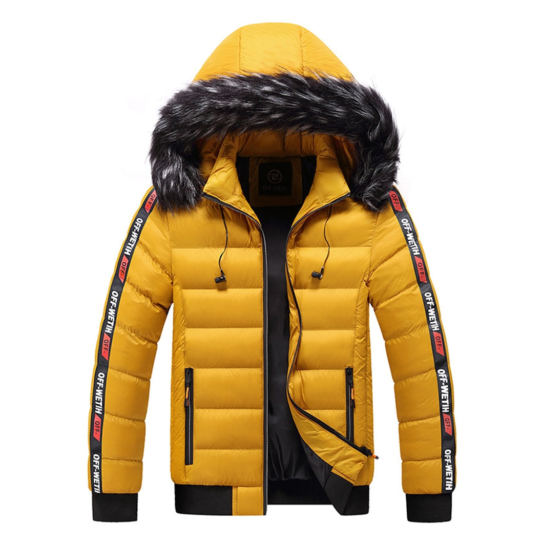 QSuper Winte & Autumn Men Jacket Warm Hooded Solid Color Parka Men's Jackets Hat-Detachable Polyester Windproof Male Clothing - radiantonlinemall