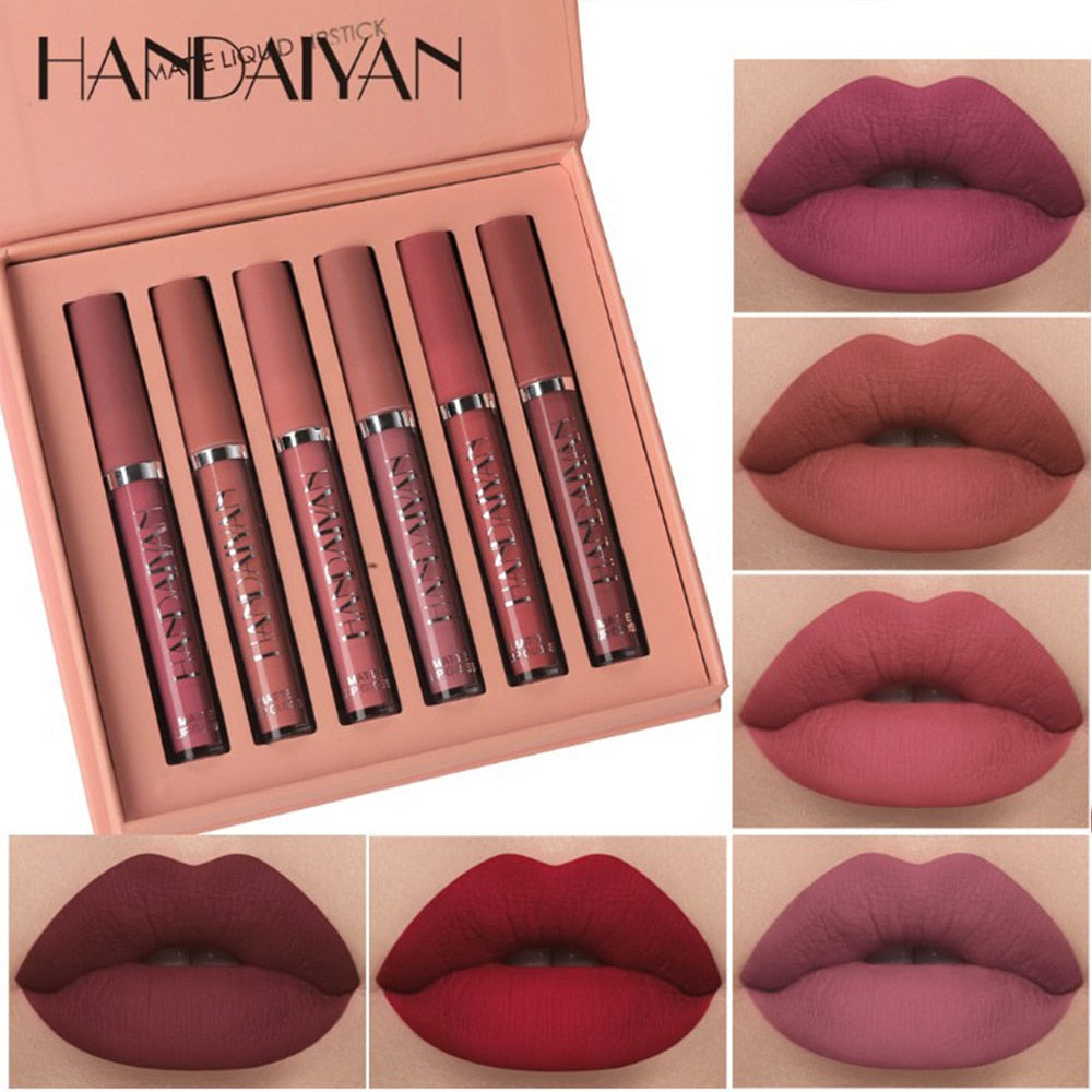 6 Colors Matte Lipstick Sets 24 Hour Long Lasting High Pigmented Nude Makeup Matt Lipsticks Sets Cosmetic - radiantonlinemall