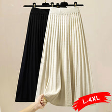 Load image into Gallery viewer, Plus Size  White Pleated Skirt 4XL Sweater Skirts Midi
